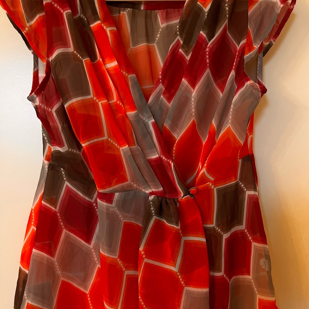 Banana Republic Red and Brown Patterned Dress